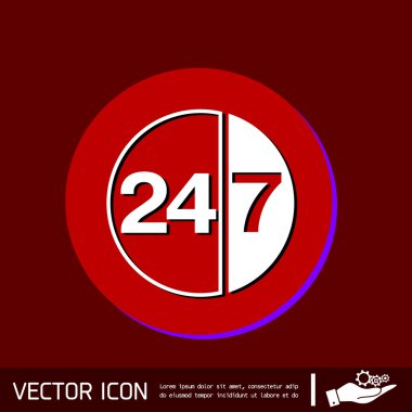 24 Saat 7 gün bir hafta simgesi