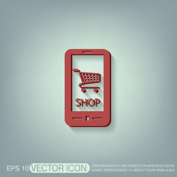 Smartphone with shopping cart symbol — Stock Vector