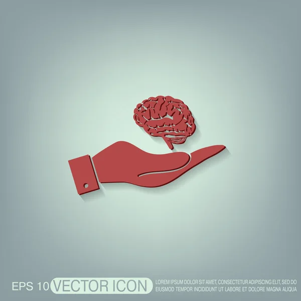 Mano sosteniendo cerebro — Vector de stock