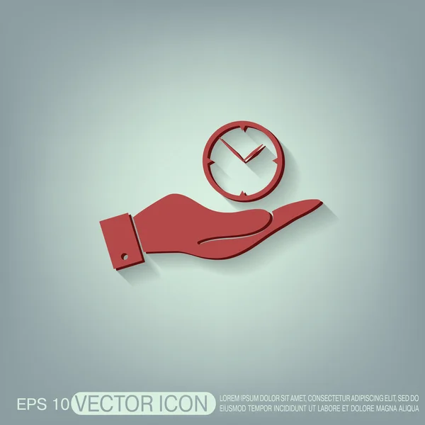 Hand holding clock icon — Stock Vector