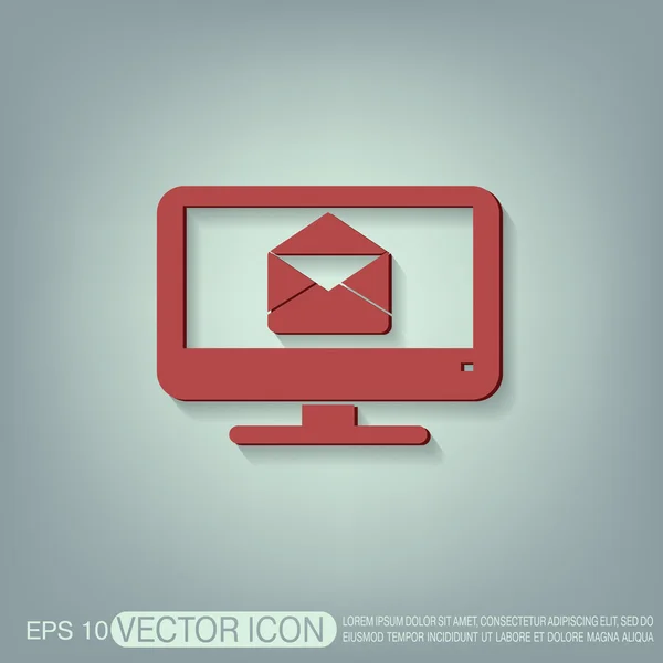 Moniteur, enveloppe de lettre, icône de courrier — Image vectorielle