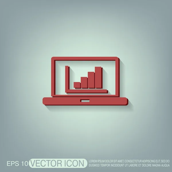 Laptop com diagrama de símbolo — Vetor de Stock