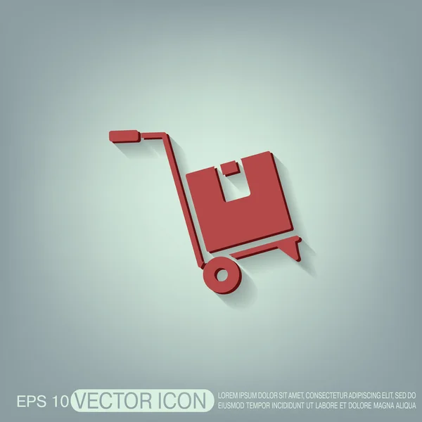 Camión con icono de caja . — Vector de stock