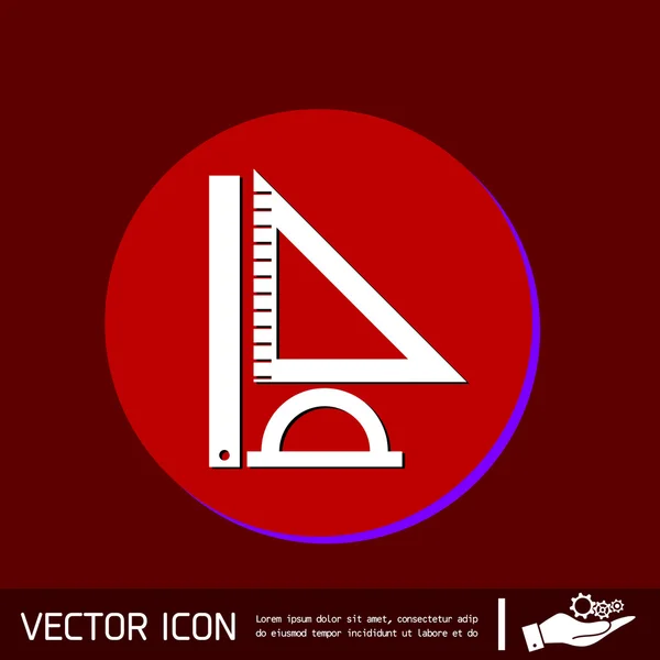 Règle, rapporteur, icône triangle — Image vectorielle