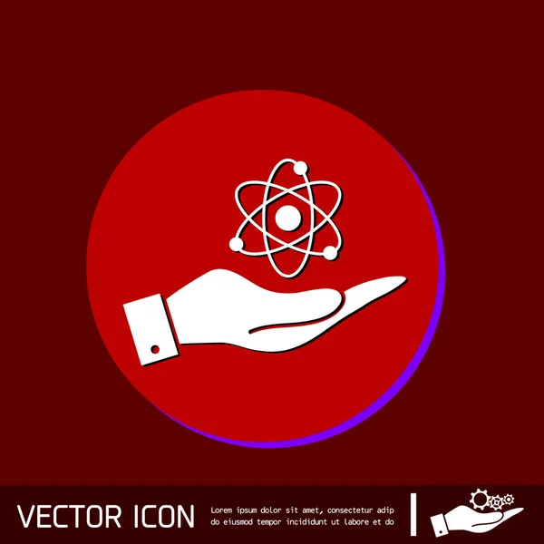 Hand holding atom, molecule. — Stock Vector