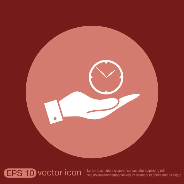 Mão segurando ícone relógio — Vetor de Stock