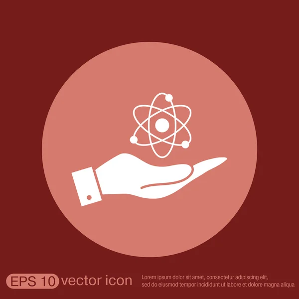 Hand holding atom, molecule — Stock Vector