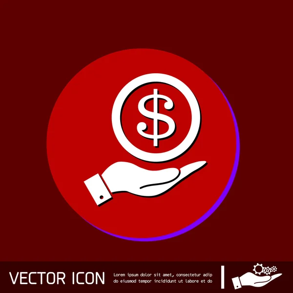 Mano sosteniendo símbolo dólar factura — Vector de stock