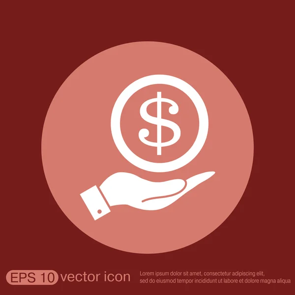 Рука тримає символ доларів — стоковий вектор