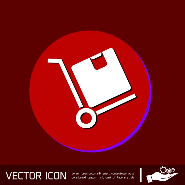 Camión con icono de caja . — Vector de stock