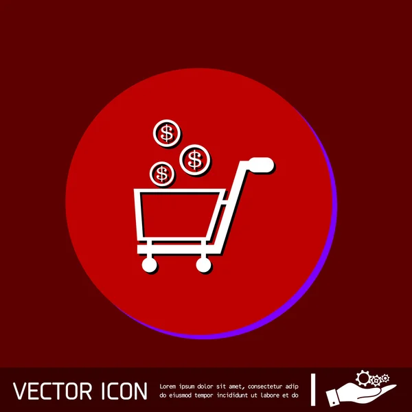 Carrito de compras con dinero — Vector de stock