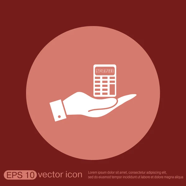 Mão segurando ícone calculadora — Vetor de Stock
