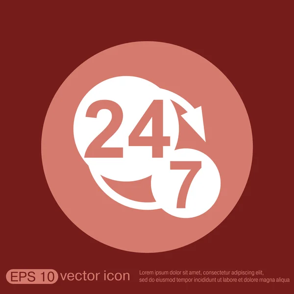 24 horas 7 días a la semana icono — Vector de stock