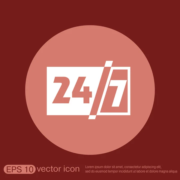 24 horas 7 días a la semana icono — Vector de stock