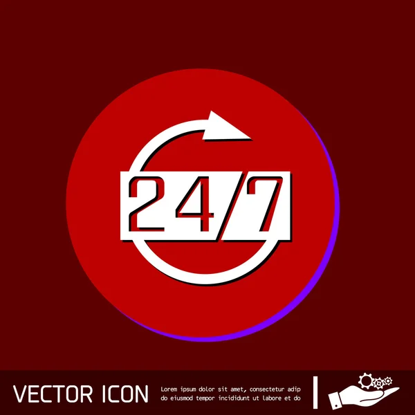 24 horas 7 días a la semana icono — Vector de stock