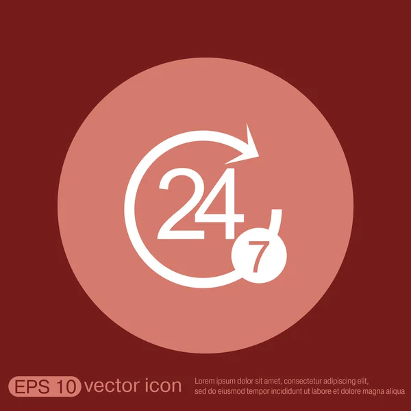 24 uur 7 dagen een week-pictogram — Stockvector