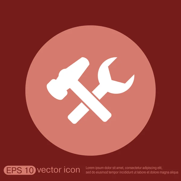 Hammer and wrench, symbol settings. — Stock Vector