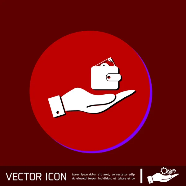 Señal de mano con cartera — Vector de stock