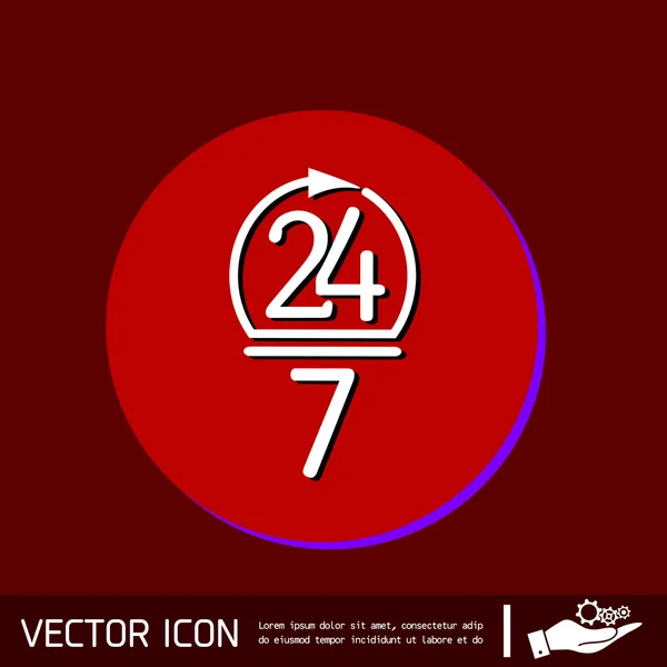 24 hodin 7 dní týden ikonu — Stockový vektor