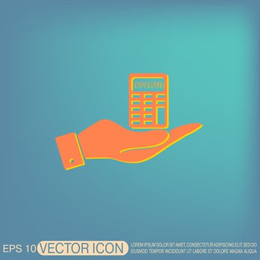 Hesap makinesi simge tutan el