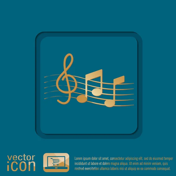 Notas musicales y clave de agudos — Vector de stock