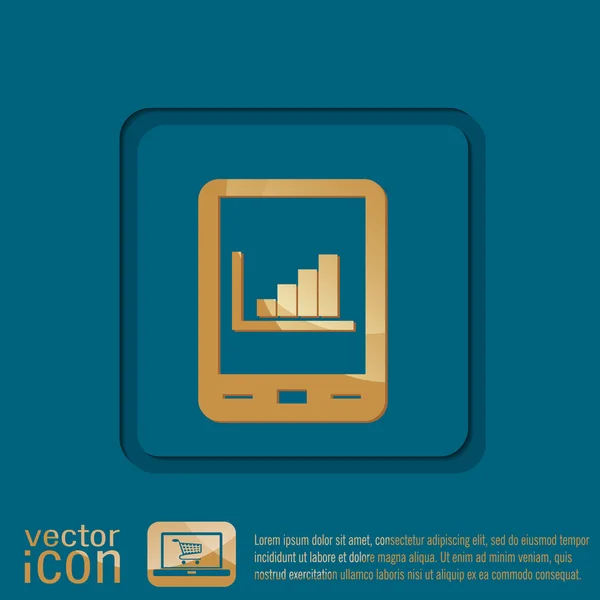 Tablette avec icône de diagramme — Image vectorielle