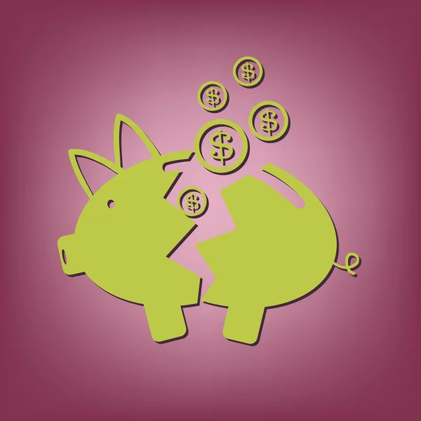 Ícone de banco piggy quebrado — Vetor de Stock