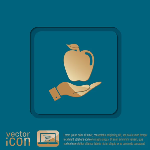 Icono de manzana de mano — Archivo Imágenes Vectoriales