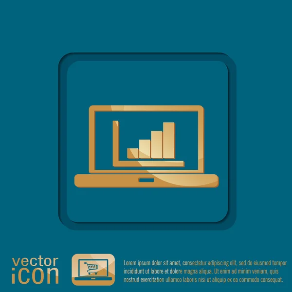 Laptop mit Symboldiagramm — Stockvektor