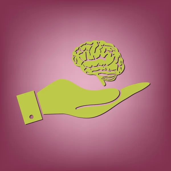 Hand holding Brain — Stock Vector