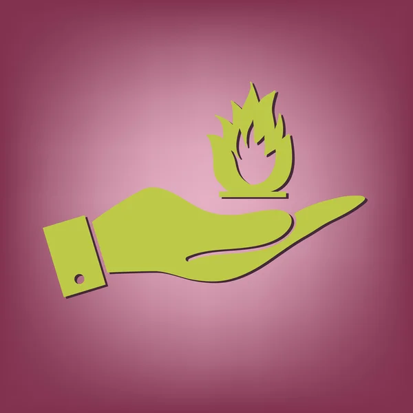 Hand som håller brand tecken. — Stock vektor