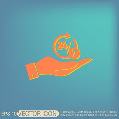 24 7 işaret tutan el.