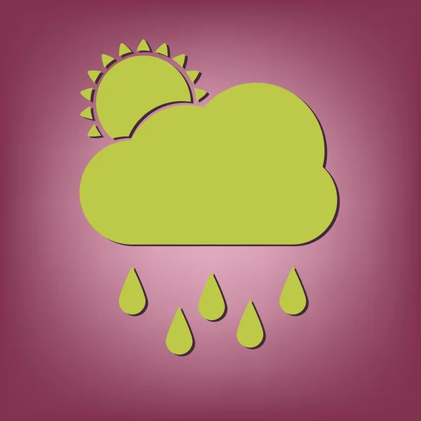 Sonne hinter Wolken mit Regensymbol — Stockvektor