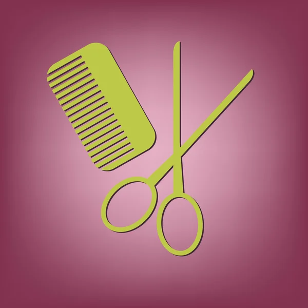 Peine, tijeras icono de la barbería — Vector de stock