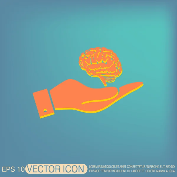 Hand holding brain — Stock Vector