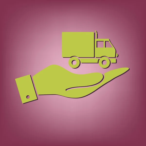 Mão segurando caminhão —  Vetores de Stock