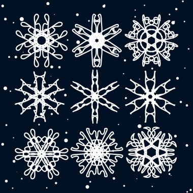 Noel ve yeni yıl kar tanesi Set