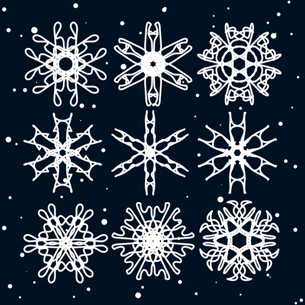 Natal e Ano Novo Snowflake Set — Vetor de Stock