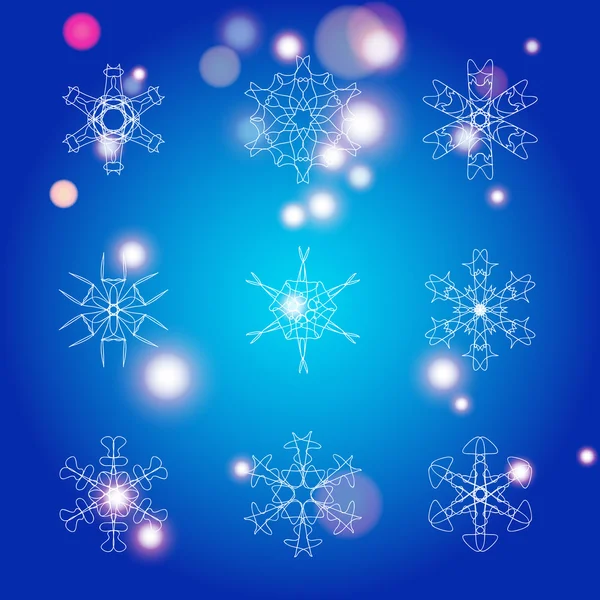 クリスマス雪の結晶セット — ストックベクタ