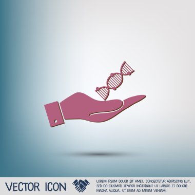 DNA sarmalı simgesi tutan el