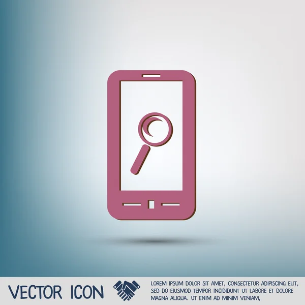 Smartphone, icono de lupa — Vector de stock