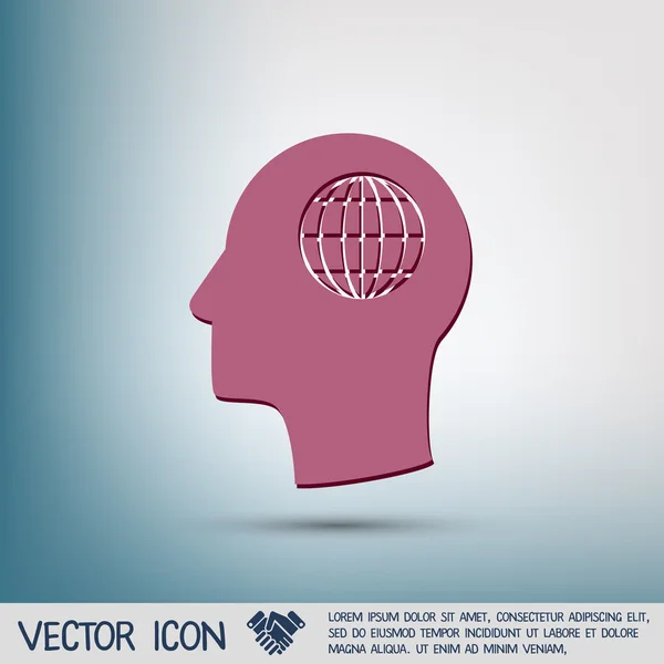 Icono cabeza pensar silueta hombre — Vector de stock