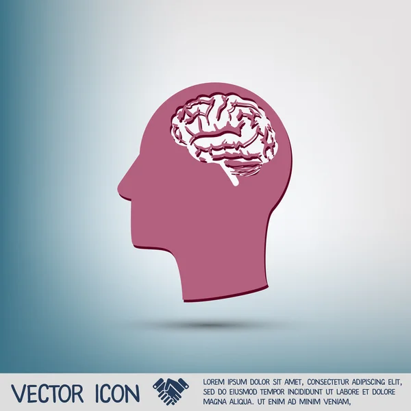 Icono cabeza con cerebro — Archivo Imágenes Vectoriales