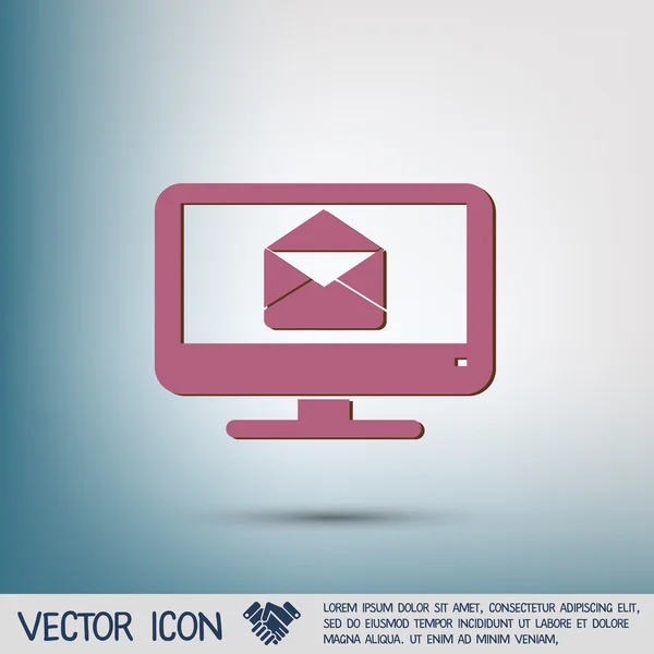 Monitor, sobre de carta, icono de correo — Archivo Imágenes Vectoriales