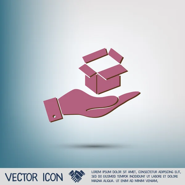 Hand som håller öppnad kartong — Stock vektor