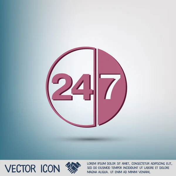 Teken 24 7 pictogram — Stockvector