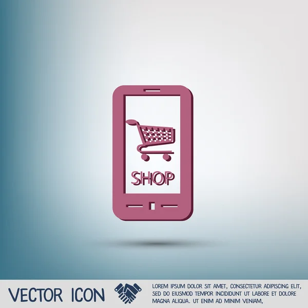 Smartphone med shopping cart symbol — Stock vektor