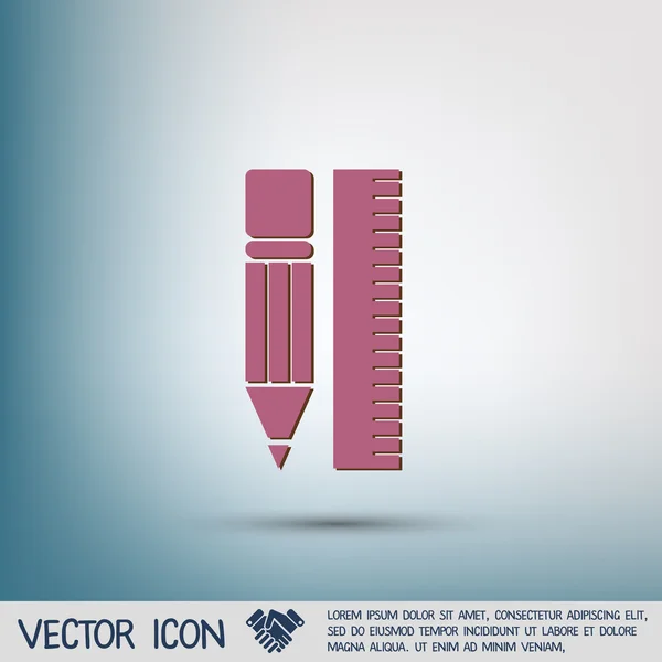 Regla y lápiz icono — Vector de stock