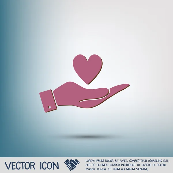 Mano sosteniendo símbolo del corazón — Vector de stock