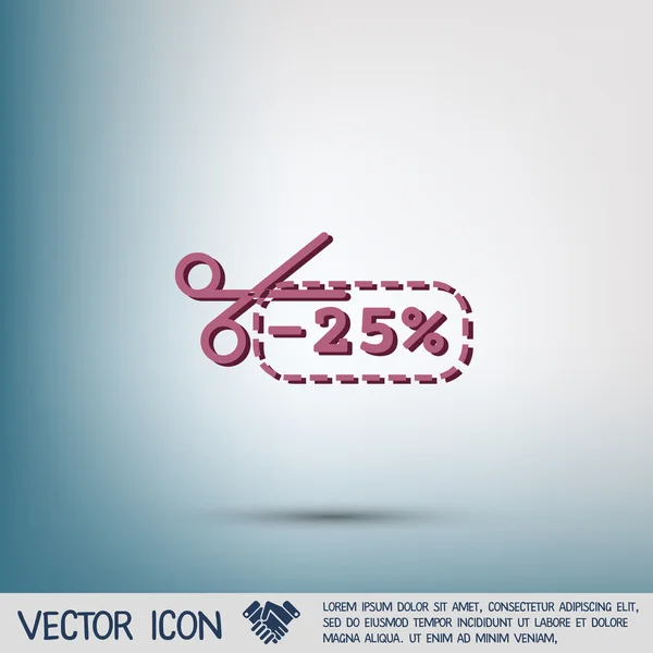 Slevový kupón s ikonou, nůžky — Stockový vektor